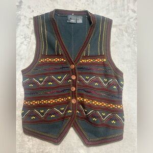 VTG Lizwear Chunky Sweater Vest Women’s Small Cotton Christmas Grandpa